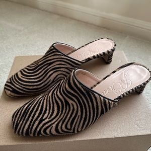 J Crew Animal Print Calf Hair Slides